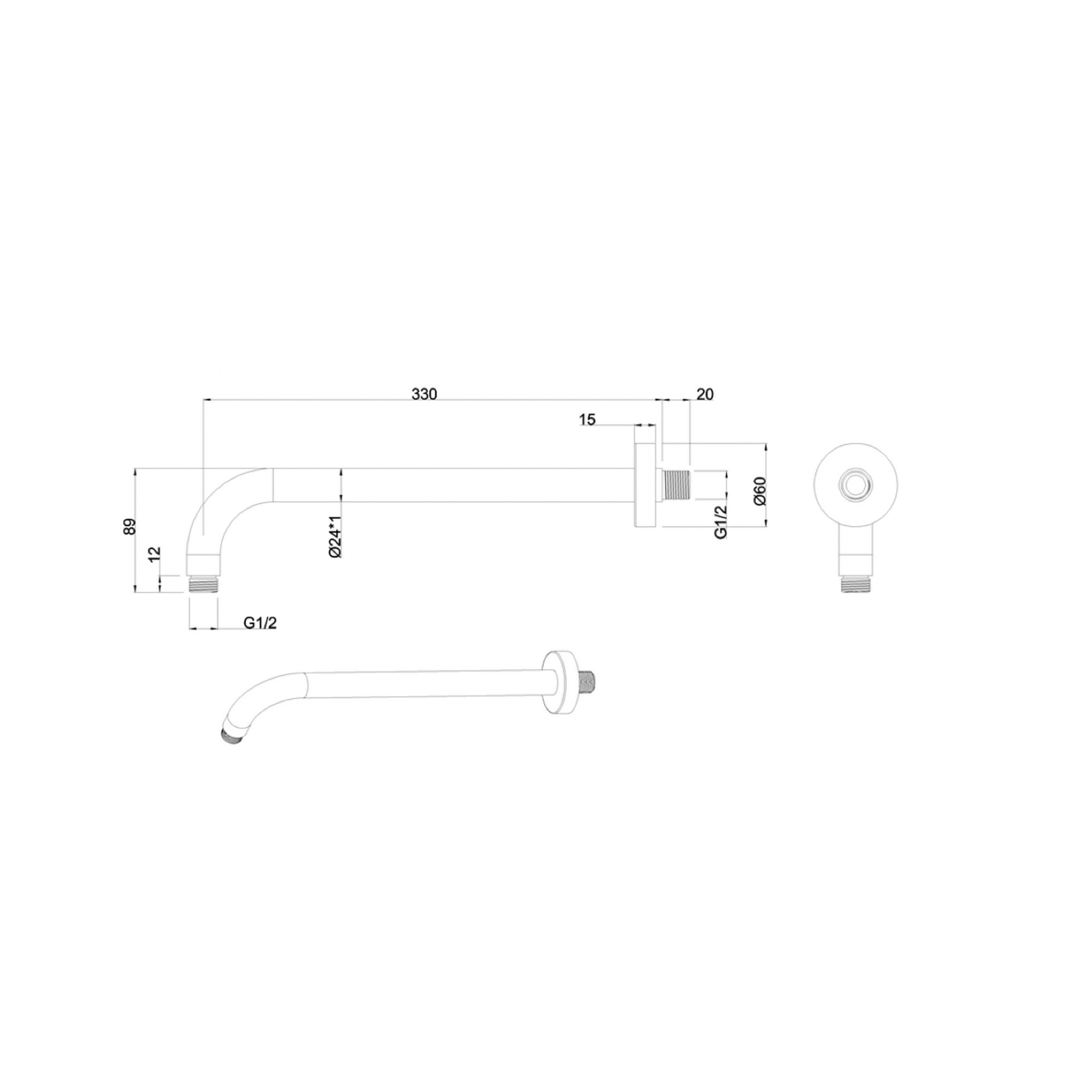 WOBO WOBO MPRO Wall Mounted Shower Arm Tech